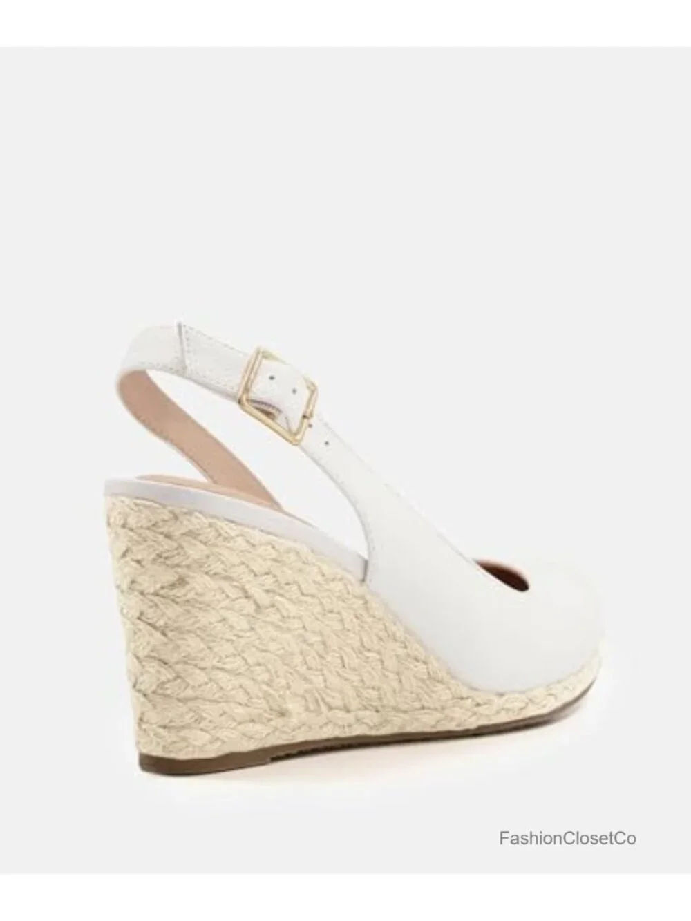 Faux Leather Closed Toe Wedge Espadrille Sandals Slingback Pumps Platform Heels